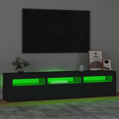 vidaXL TV omarica z LED lučkami črn 180x35x40 cm