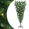 vidaXL Obrnjen umetni božični drevesec s setom kroglic Zelena 120 cm