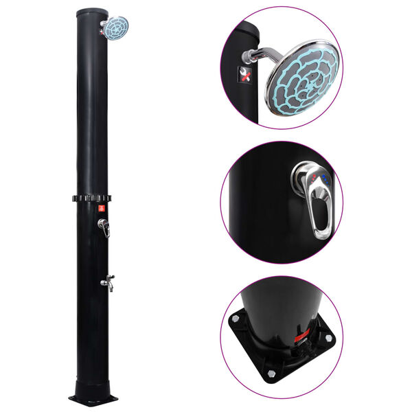 vidaXL Zunanji solarni tu&scaron; z glavo za tu&scaron; in pipo 40 L