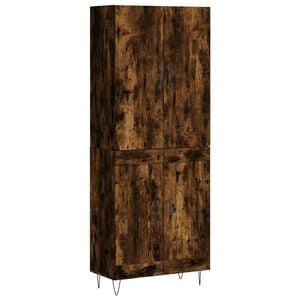 vidaXL Visoka komoda dimljen hrast 69,5x34x180 cm inženirski les