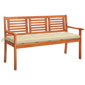 vidaXL Vrtna klop za 3 osebe z blazino 150 cm trden evkaliptus