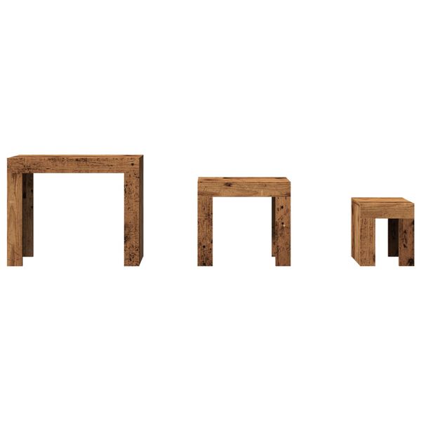 vidaXL Komplet klubskih mizic 3-delni starinski les inženirski les