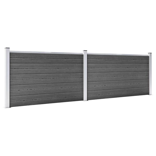 vidaXL Komplet ograjnih panelov WPC 353x105 cm črn