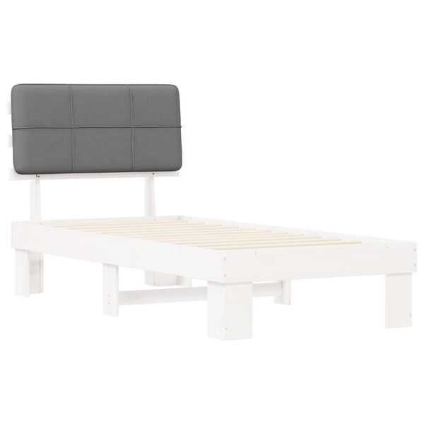 vidaXL Posteljni okvir z oblazinjenim vzglavjem Svetlo siva