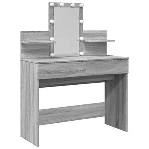 vidaXL Toaletna mizica z ogledalom siva sonoma 100x40x130 cm