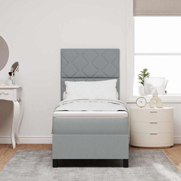 vidaXL Postelja z vzmetnico z vzmetnico Svetlo siva 80 x 200 cm blago