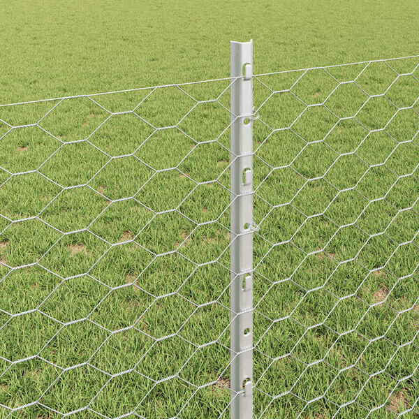 vidaXL Ograja s stebrom srebrna 0,8 x 10 m Jeklo