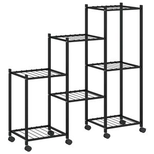 vidaXL Stojalo za rože s kolesi 83x25x83,5 cm črno železo