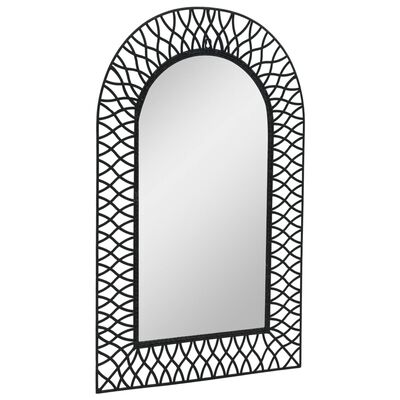 vidaXL Stensko ogledalo zaobljeno 50x80 cm črne barve