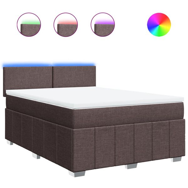 vidaXL Box spring postelja z vzmetnico temno rjava 140x200 cm blago