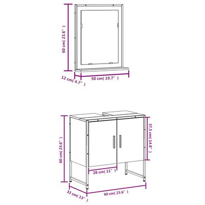 vidaXL Komplet kopalniških omaric 2-delni rjavi hrast inženirski les