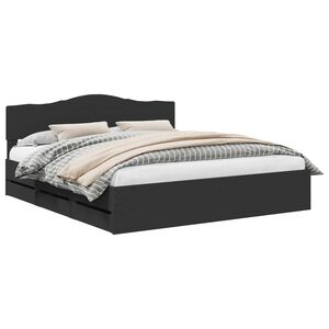 vidaXL Konstrukcija postelje Črna 200 x 200 cm Inženirsko leseno