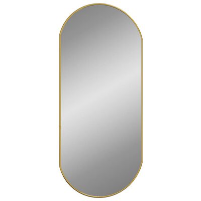 vidaXL Stensko ogledalo zlato 80x35 cm ovalno
