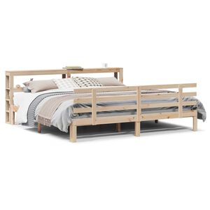 vidaXL Posteljni okvir z vzglavjem 180x200 cm borovina