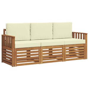 vidaXL Sedežne garniture 3 pcs Naravna in smetana Masiven les akacije