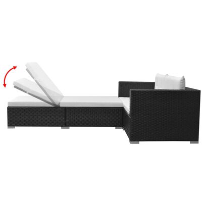 vidaXL Vrtna sedežna garnitura z blazinami 3-delna poli ratan črna