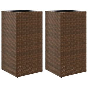 vidaXL Vrtna korita 2 kosa rjava 40x40x80 cm poli ratan