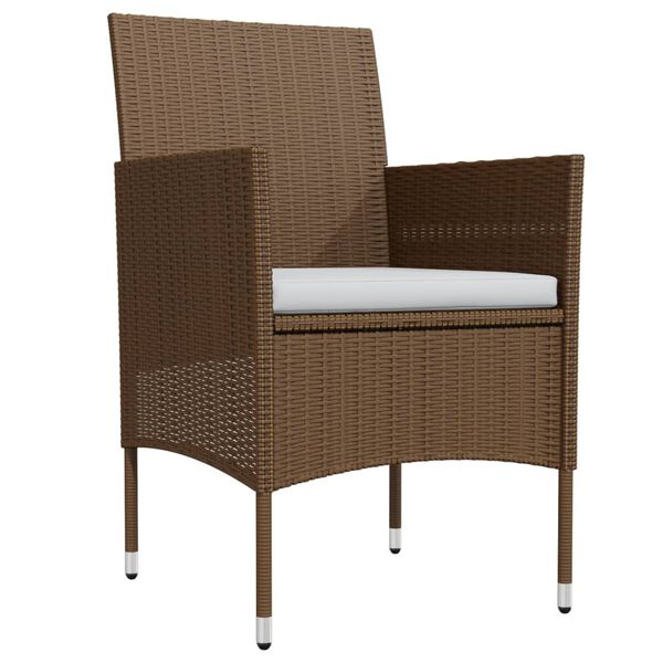 vidaXL Vrtna jedilna garnitura 5-delna z blazinami rjava in črna