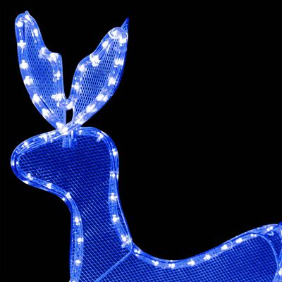 vidaXL Božični okras jelen in sani z mrežo s 432 LED lučkami