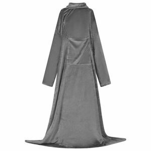 vidaXL Odeja s kapuco Temno siva Flanel