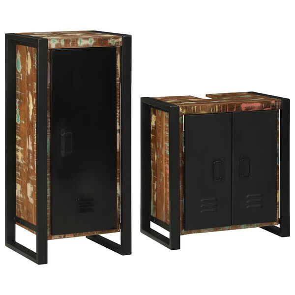 vidaXL Komplet pohištva za kopalnico 2 pcs Trden recikliran les