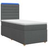 vidaXL LED posteljni pod z vzmetnico Temno siva 90 x 190 cm Blago