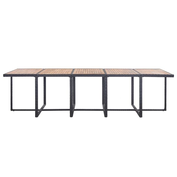 vidaXL Zunanja jedilna garnitura 15-delna z blazinami poli ratan črna