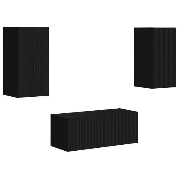 vidaXL Komplet TV omaric 6 pcs Črna Konstruiran les