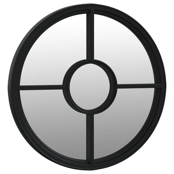 vidaXL Vrtno ogledalo črno 60x4 cm železno okroglo zunanje