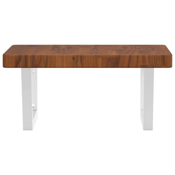 vidaXL Stenska polica za umivalnik jeklo in trdna hrastovina