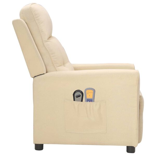 vidaXL Električni masažni stol krem blago