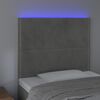 vidaXL LED posteljno vzglavje svetlo sivo 90x5x118/128 cm žamet