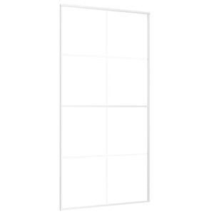 vidaXL Drsna vrata mlečno ESG steklo in aluminij 102,5x205 cm bela