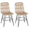 vidaXL Jedilna stolica 2 pcs Naravna 41 x 55 x 85 cm Rattan in jeklo