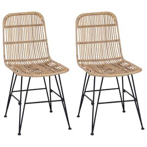 vidaXL Jedilna stolica 2 pcs Naravna 41 x 55 x 85 cm Rattan in jeklo