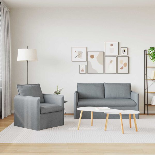 vidaXL Kavč 2 pcs Svetlo siva 196 x 82 x 85 cm blago