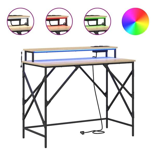 vidaXL Miza s polico Sonoma hrast 100 x 50 x 86,5 cm Konstruiran les
