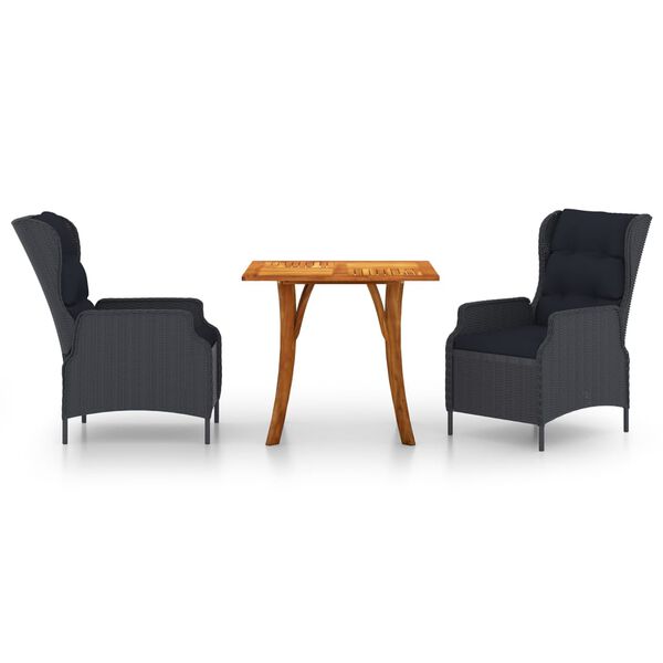 vidaXL Vrtna jedilna garnitura 3-delna temno siva