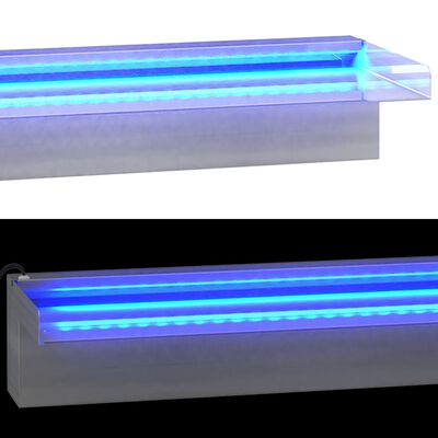 vidaXL Slap za bazen z RGB LED lučmi nerjaveče jeklo 90 cm