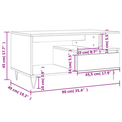 vidaXL Klubska mizica betonsko siva 90x49x45 cm inženirski les