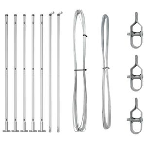 vidaXL Ograjni stebri 7 pcs srebrna Ø32mm 130 cm Pocinkano jeklo