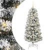 vidaXL Umetno Zložljivo Božično Drevo 150 LED Zelena in Bela 150 cm