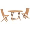 vidaXL Vrtnik Bistro Set 3 kos Naravna Trden tikov les