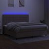 vidaXL Box spring postelja z vzmetnico LED taupe 200x200 cm blago