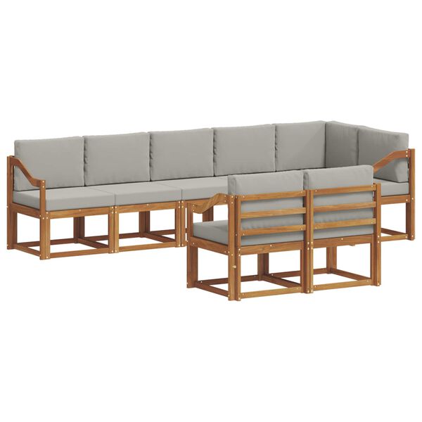 vidaXL Zunanja garnitura za sedenje 8 pcs Naravna in svetlo siva