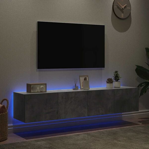 vidaXL Stenske TV omarice z LED 2 kosa betonsko siva 80x35x31 cm