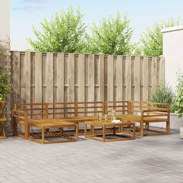 vidaXL Zunanja garnitura za sedenje 7 pcs Naravna Masiven les akacije