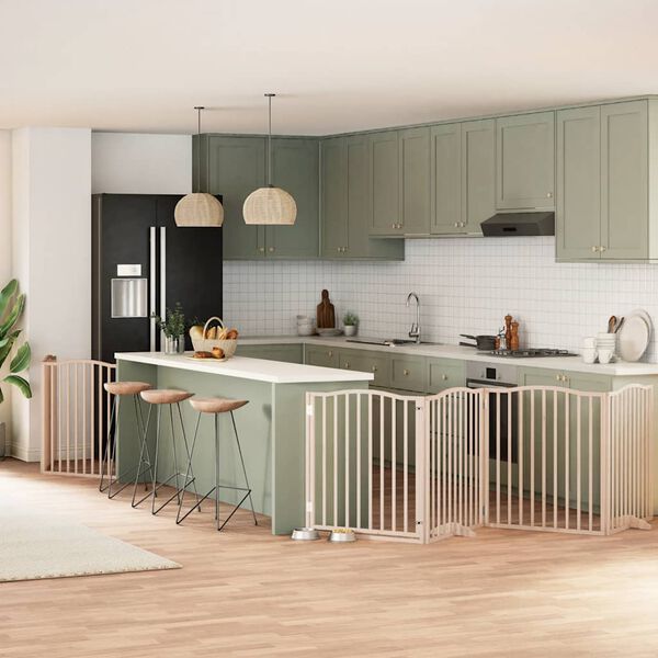 vidaXL Ograda za pse z vrati zložljiva 6 panelov 480 cm topolovina