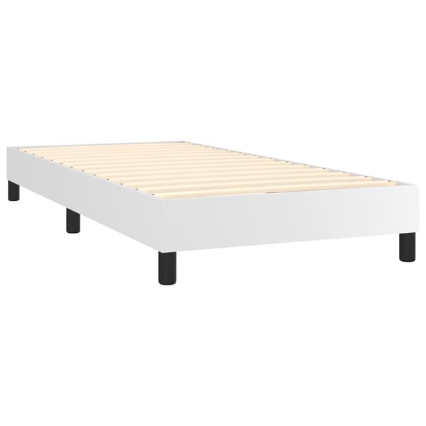 vidaXL Box spring postelja z vzmetnico bela 90x200 cm umetno usnje