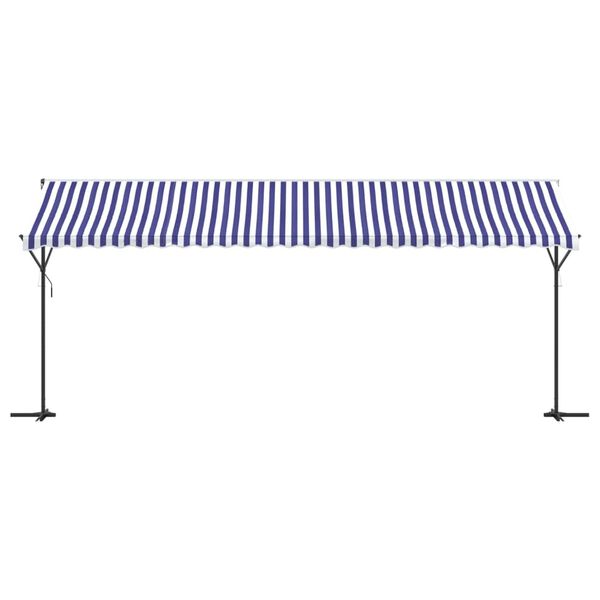 vidaXL Prostostoječa tenda modra in bela 600x300 cm krem blago jeklo